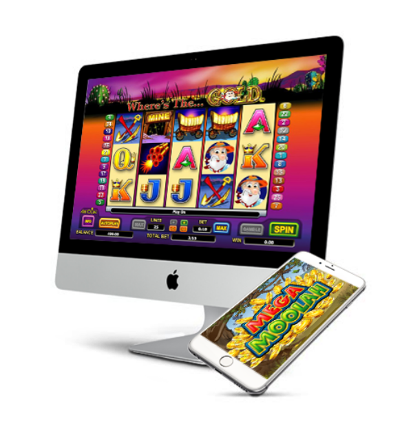 Online pokies game interface with vibrant symbols